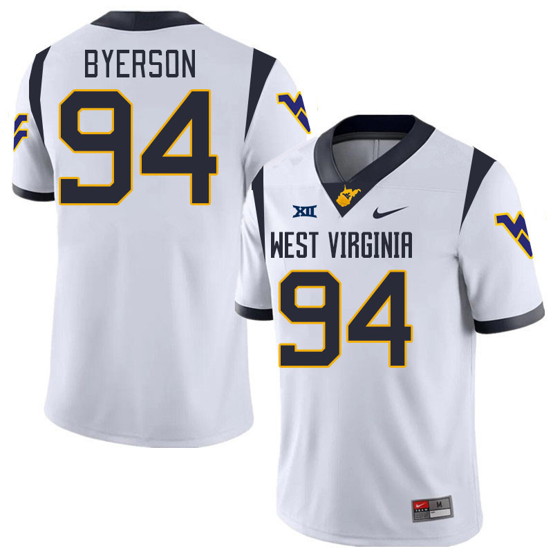 Men #94 Makai Byerson West Virginia Mountaineers College 2024 New Uniforms Football Jerseys Stitched